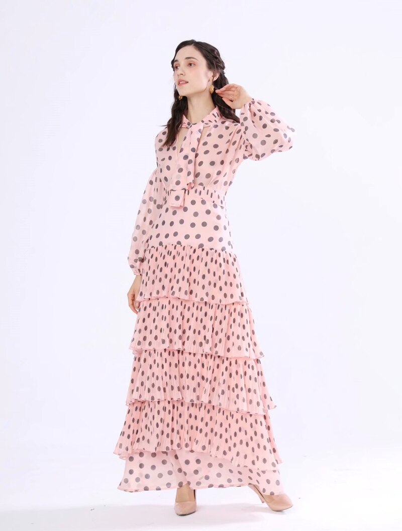 Long Sleeves Floral Printed Ruffles Elegant Casual Maxi Dress Mssaz Desses