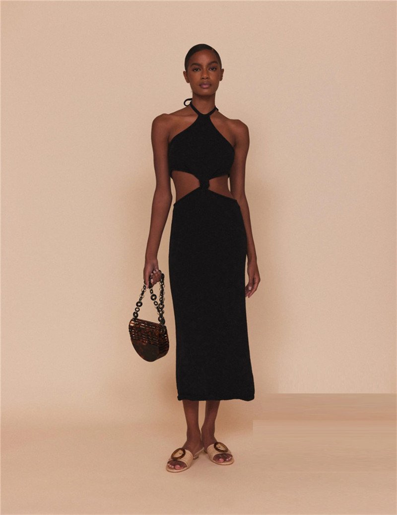 Vacation Outfits Knitted Halter Maxi Dresses Mssaz Desses
