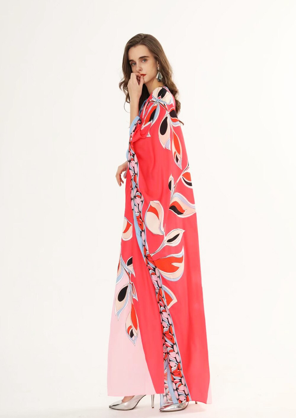 Floral Printed Loose Design Elegant Maxi Dresses Mssaz Desses