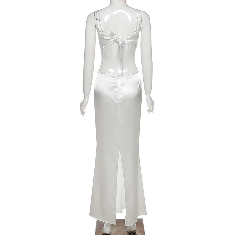 White Satin Maxi Dresses Mssaz Desses