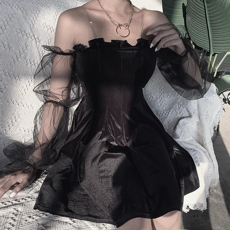 Off Shoulder Lantern Sleeve Mini Dress Mssaz Desses