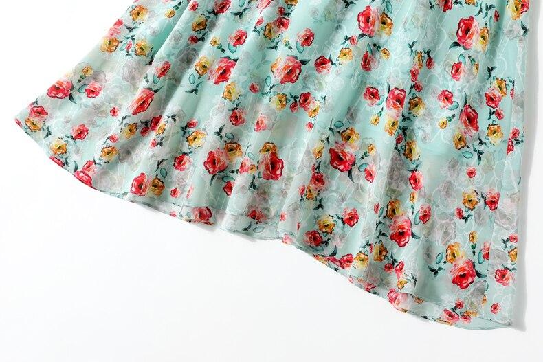 V Neck Short Sleeves Printed Sash Belt  Dress Mssaz Desses