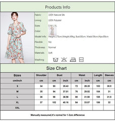 V Neck Short Sleeves Printed Sash Belt  Dress Mssaz Desses