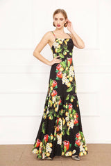 Spaghetti Straps Printed Long Party Prom Maxi Dresses Mssaz Desses