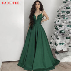 New Style Satin Deep V-neck Prom Dresses Mssaz Desses