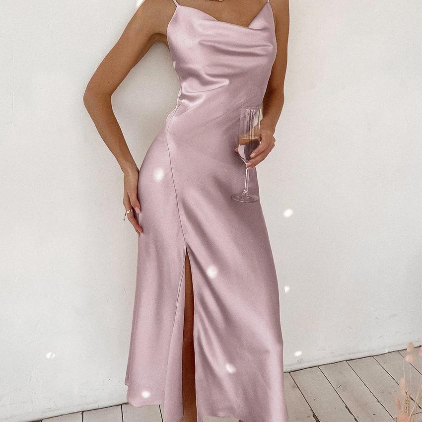 Satin  Midi Length Party Club Dress Mssaz Desses