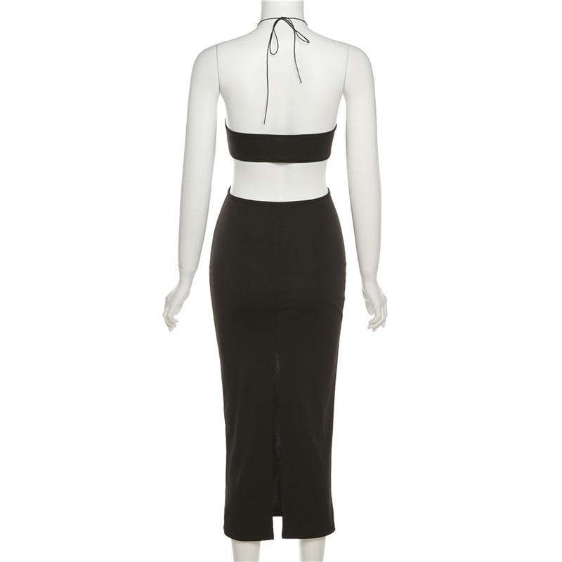 Cut Out Halter Backless Maxi Dresses Mssaz Desses