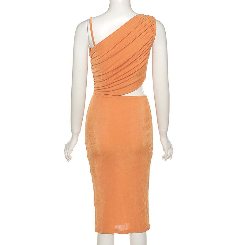 Solid Hollow Out One Shoulder Bodyocn Dress Mssaz Desses
