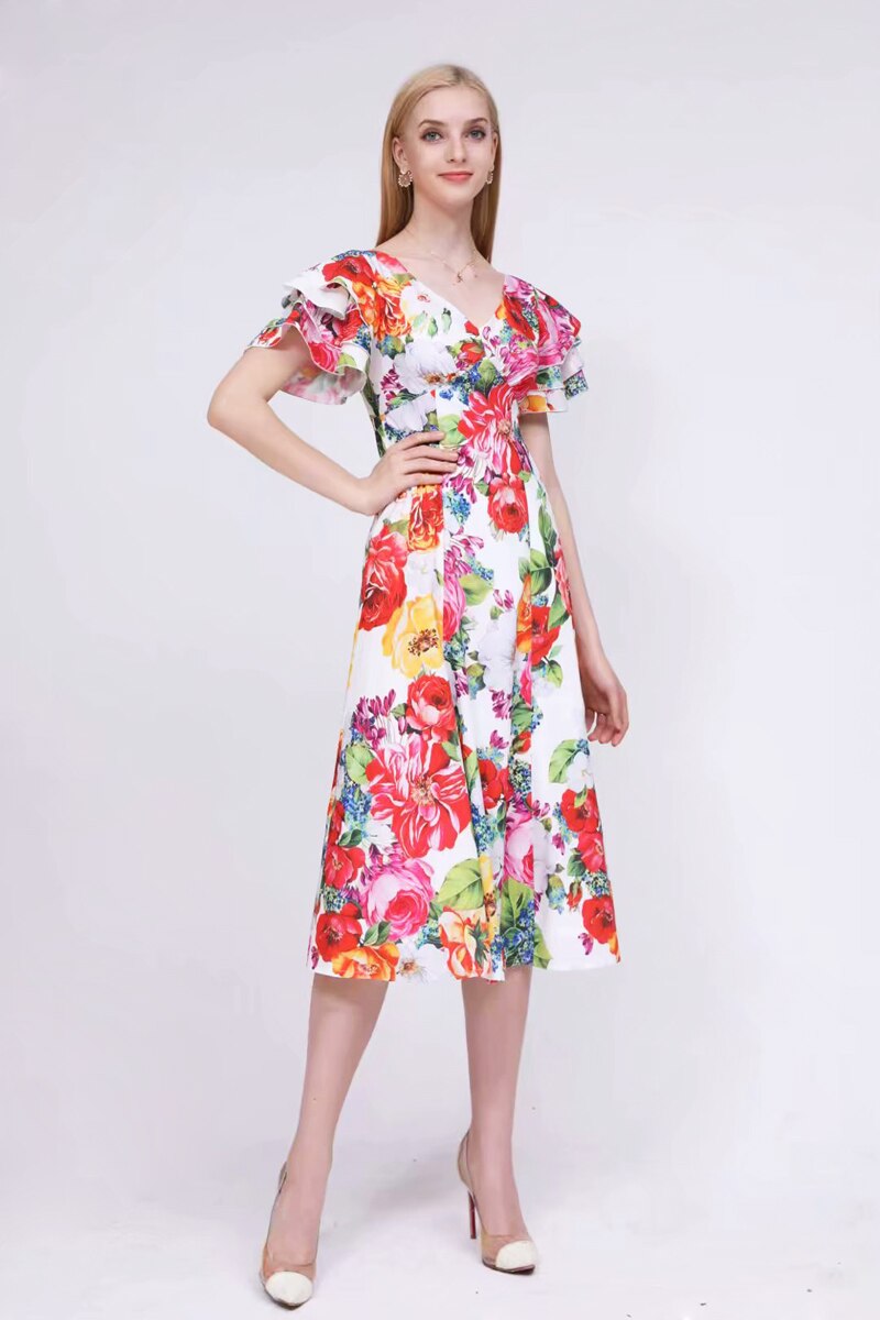 Floral Printed High Street Casual Dresses Mssaz Desses