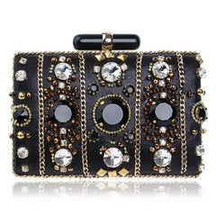 Embroidery Beaded One Side Diamonds Purse Mssza