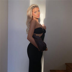 Cut Out Halter Backless Maxi Dresses Mssaz Desses