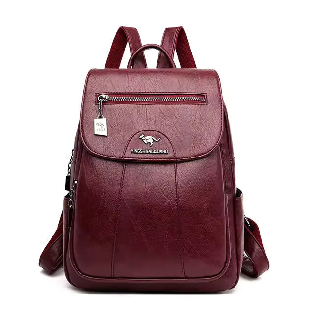 Soft Leather Vintage Female Casual Backpack Mssza