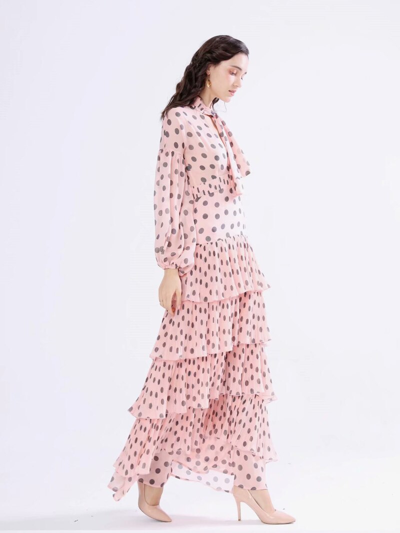 Long Sleeves Floral Printed Ruffles Elegant Casual Maxi Dress Mssaz Desses