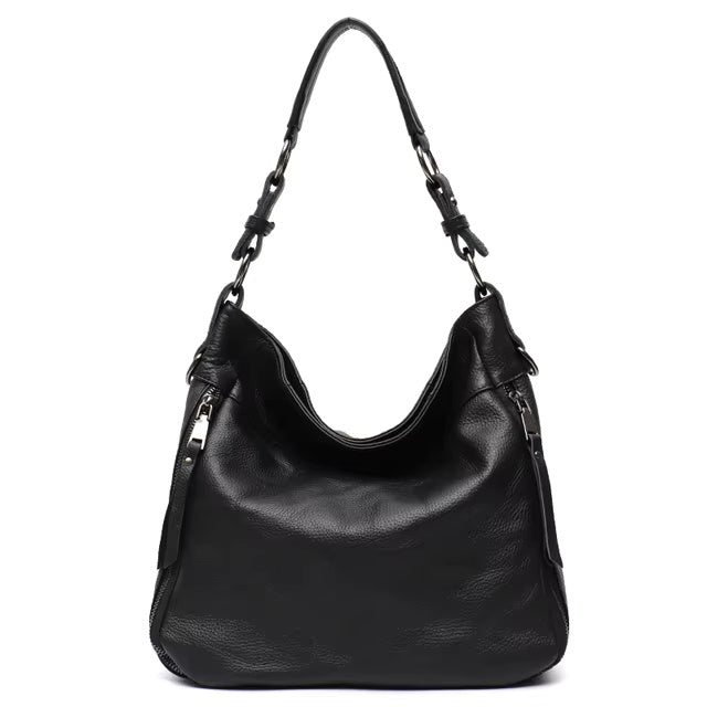 Cowhide Multi Pockets Casual Large Soft Slouchy Leather Hobo Handbag Mssza