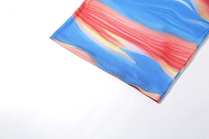 Colorful Print Vacation Long Dresses Cut Out Sleeveless Bodycon Dress Mssaz Desses