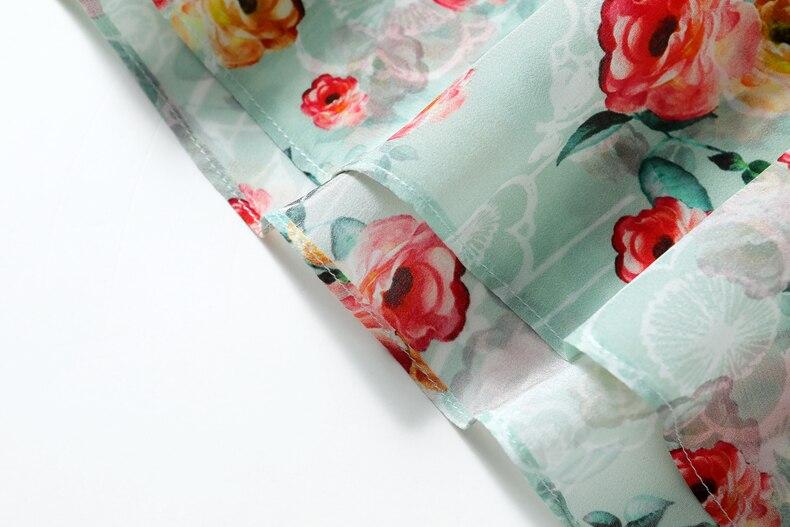 V Neck Short Sleeves Printed Sash Belt  Dress Mssaz Desses