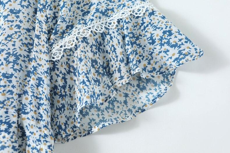V Neck Short Sleeves Ruffles Floral Printed Holiday Dress Mssaz Desses