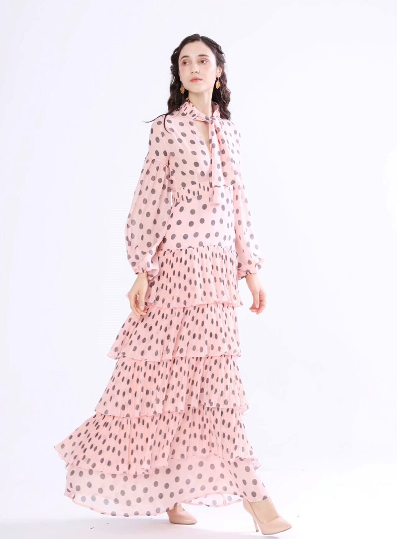Long Sleeves Floral Printed Ruffles Elegant Casual Maxi Dress Mssaz Desses