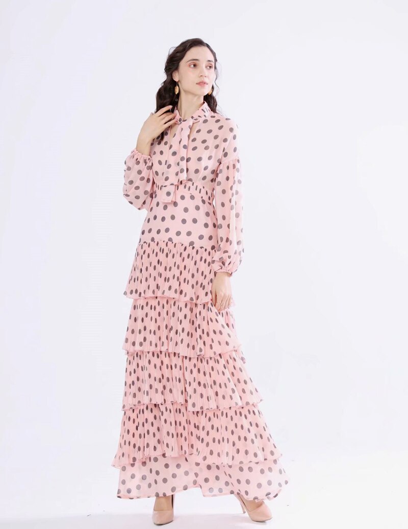 Long Sleeves Floral Printed Ruffles Elegant Casual Maxi Dress Mssaz Desses
