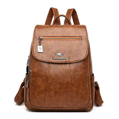 Soft Leather Vintage Female Casual Backpack Mssza