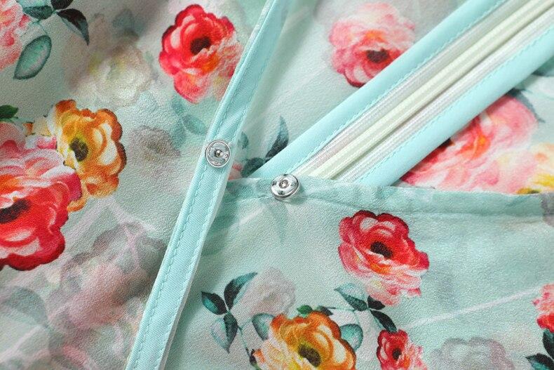 V Neck Short Sleeves Printed Sash Belt  Dress Mssaz Desses