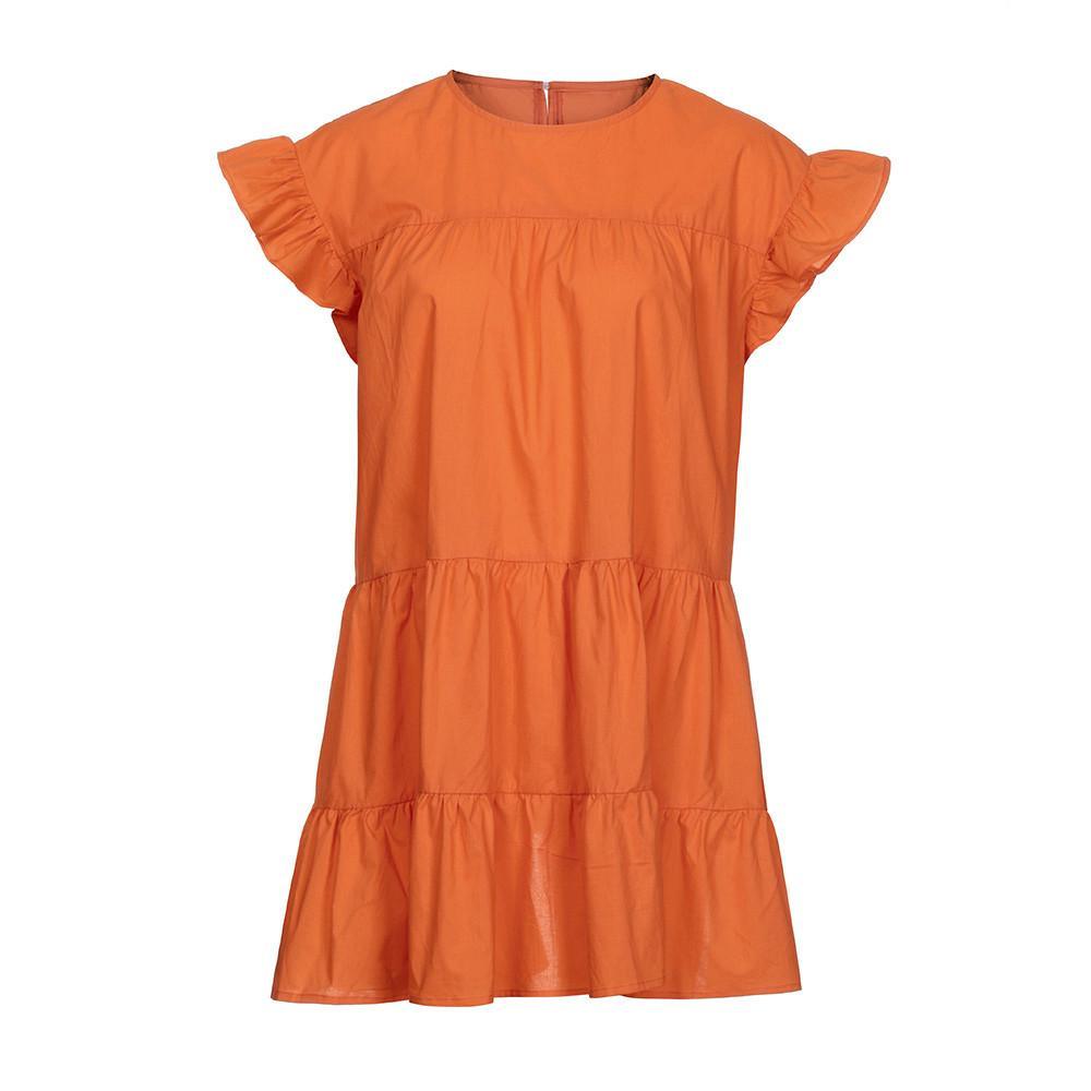 Casual Ruffle O Neck Short Sleeve Dress Mssaz Desses