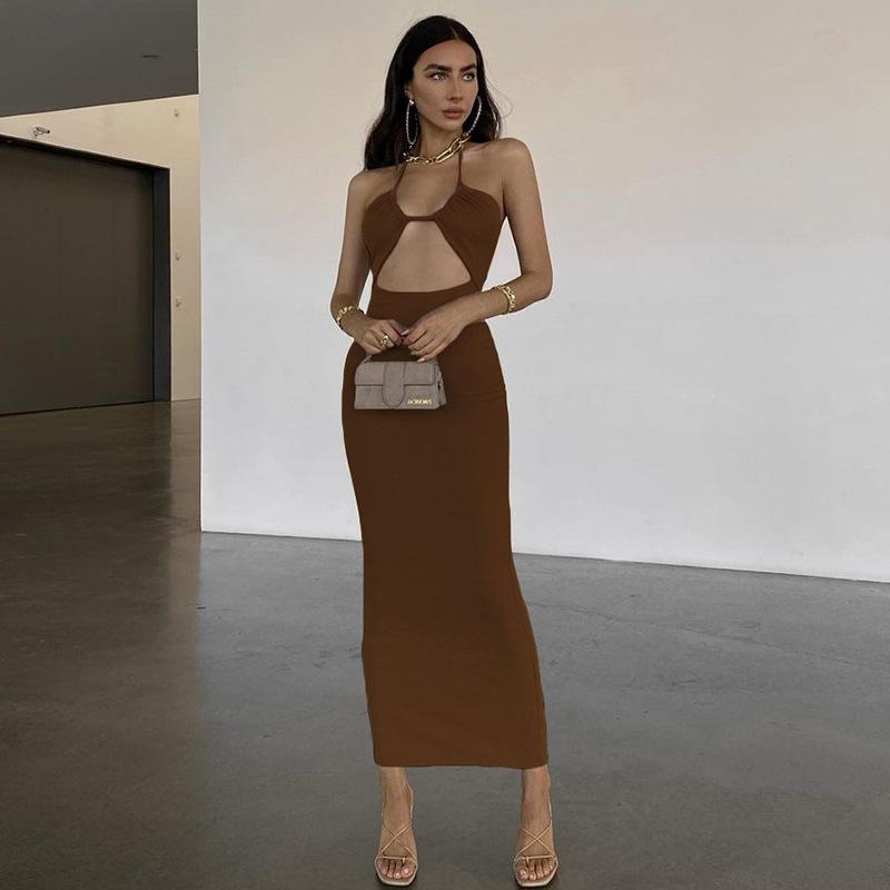 Hollow Out Halter Backless Bodycon Dress Mssaz Desses