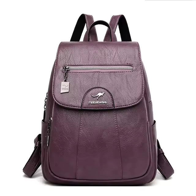 Soft Leather Vintage Female Casual Backpack Mssza