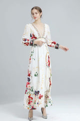 Long Sleeves Split Front Floral Printed High Street Dresses Mssaz Desses