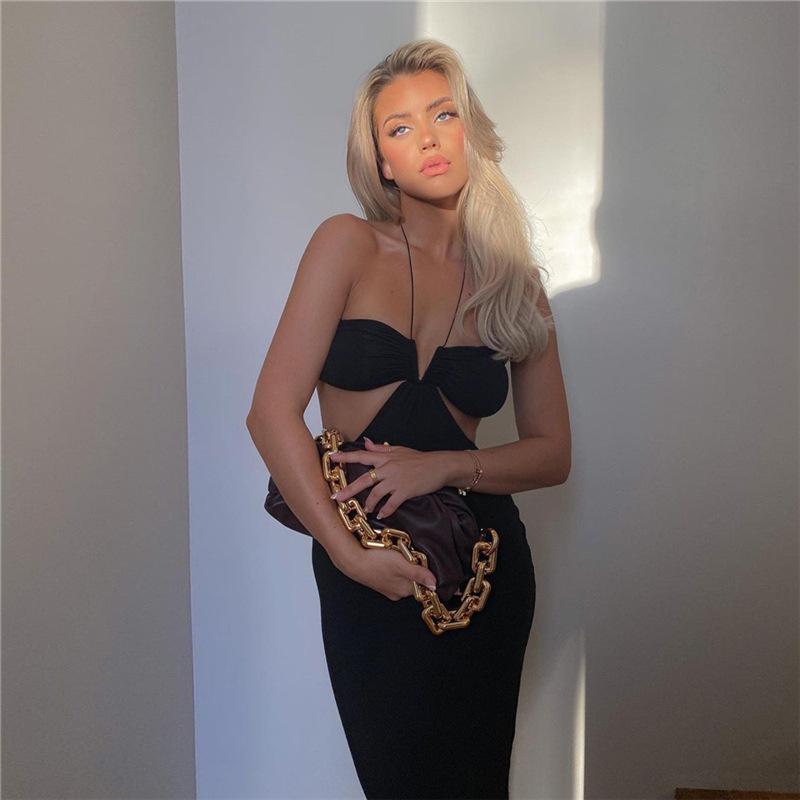 Cut Out Halter Backless Maxi Dresses Mssaz Desses