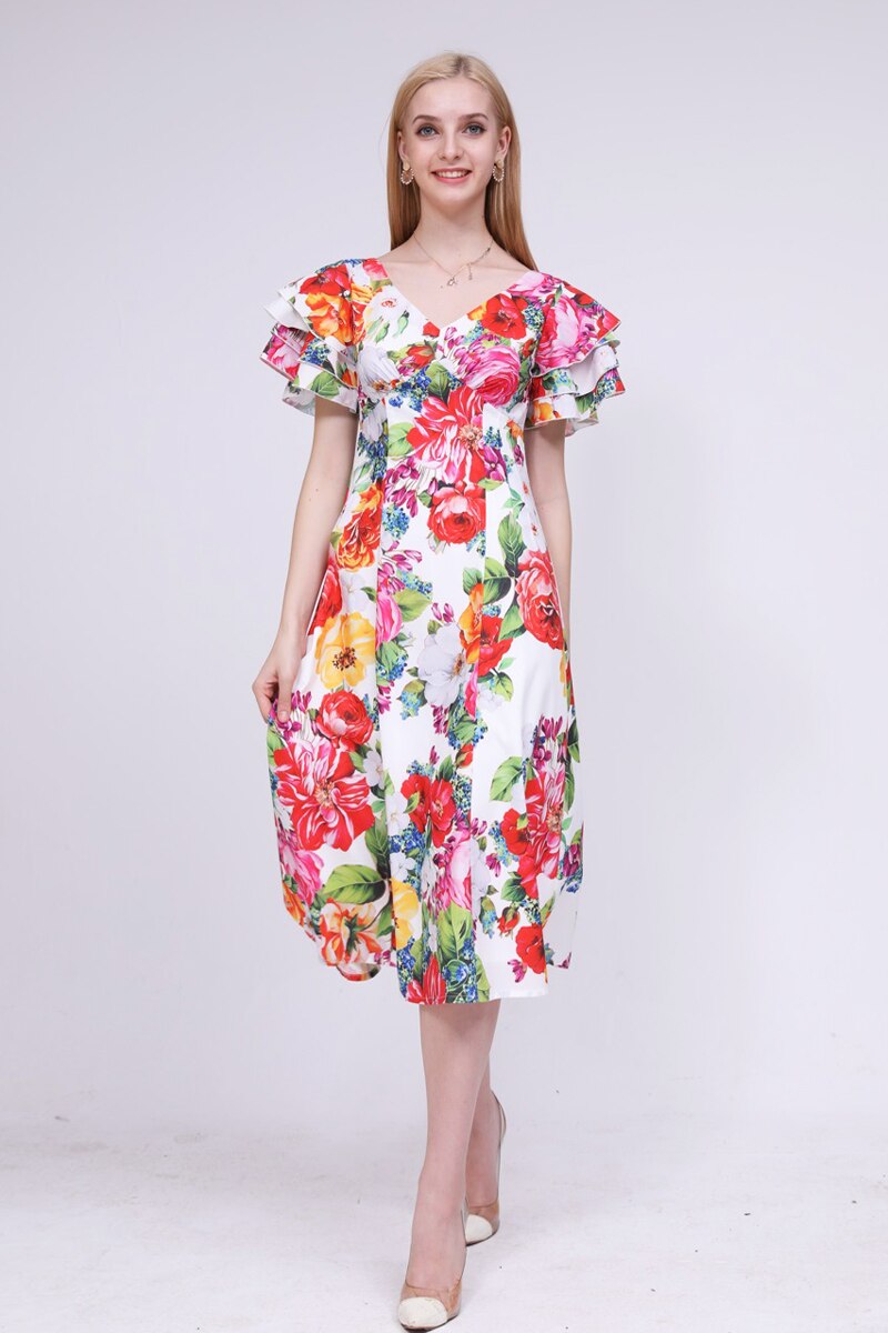 Floral Printed High Street Casual Dresses Mssaz Desses