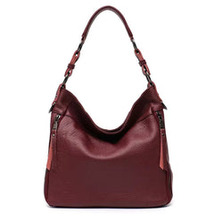 Cowhide Multi Pockets Casual Large Soft Slouchy Leather Hobo Handbag Mssza