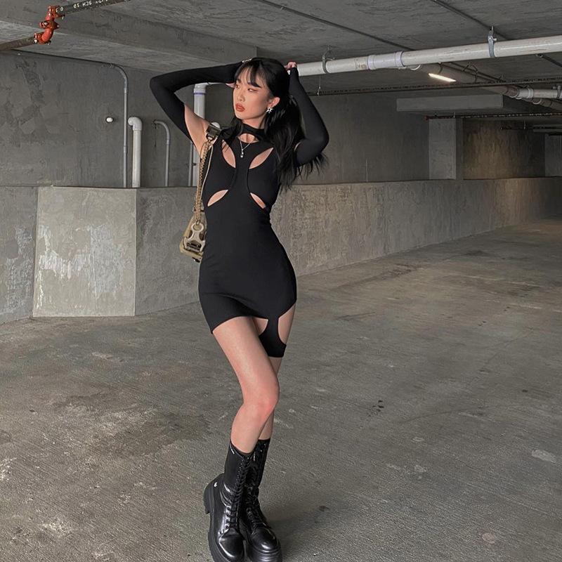 Curve Cut Out Long Sleeve Bodycon Dress Mssaz Desses