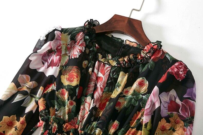 Floral Printed Ruffles Elegant Designer Casual Holiday Maxi Dresses Mssaz Desses