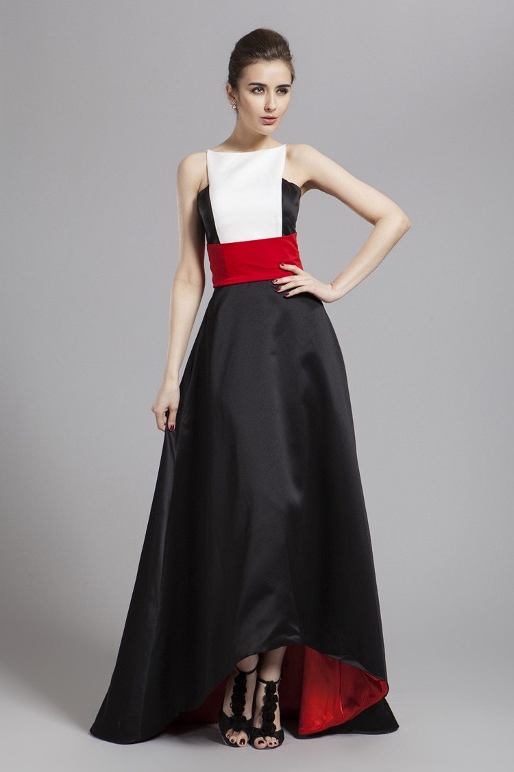 Runway Designer Dresses  Spaghetti Stripes Patchwork Color Block Hi-Low Party Prom Long Dresses Mssaz Desses