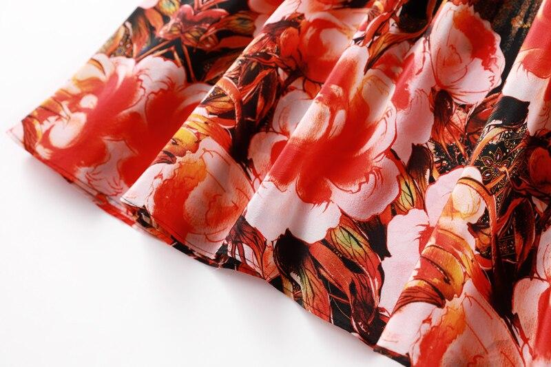 V Neck 3/4 Sleeves Printed Elastic Waist Elegant  Dresses Mssaz Desses