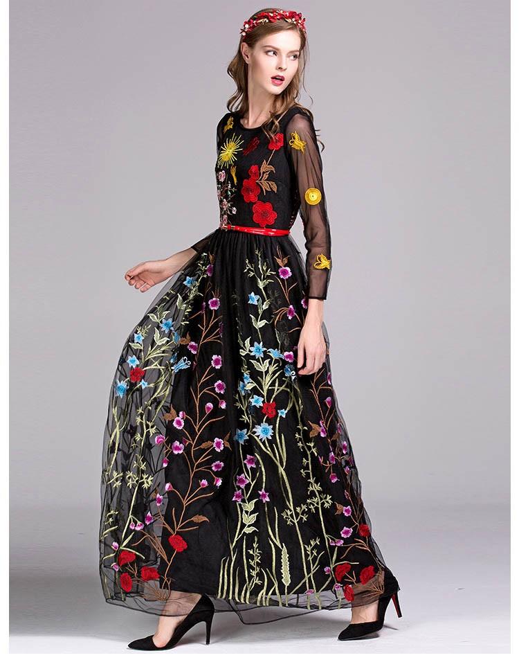 Embroidery Layered Floral Maxi Dresses Mssaz Desses