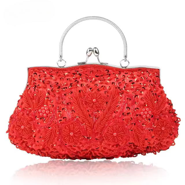 Solid Retro Embroidered Beads Mini Party Clutch Mssza