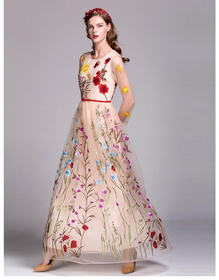 Embroidery Layered Floral Maxi Dresses Mssaz Desses