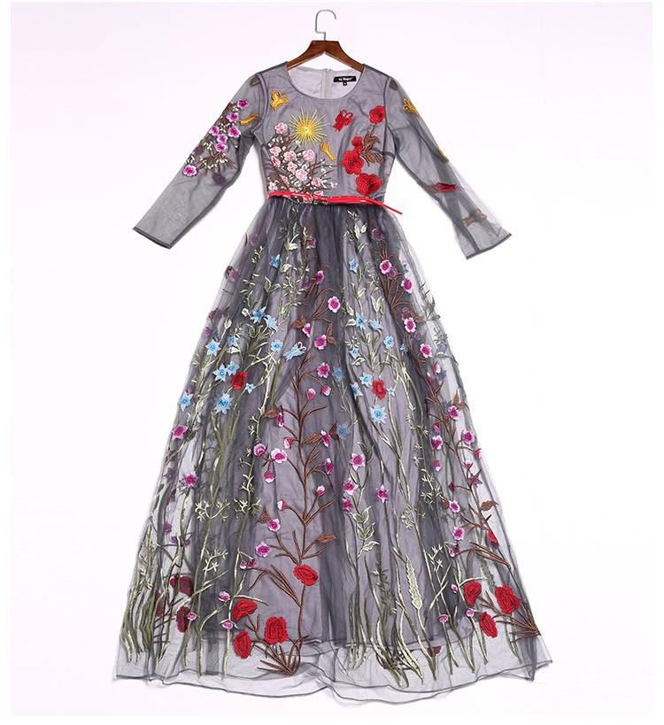 Embroidery Layered Floral Maxi Dresses Mssaz Desses