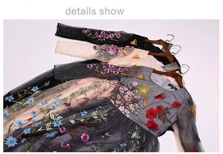 Embroidery Layered Floral Maxi Dresses Mssaz Desses