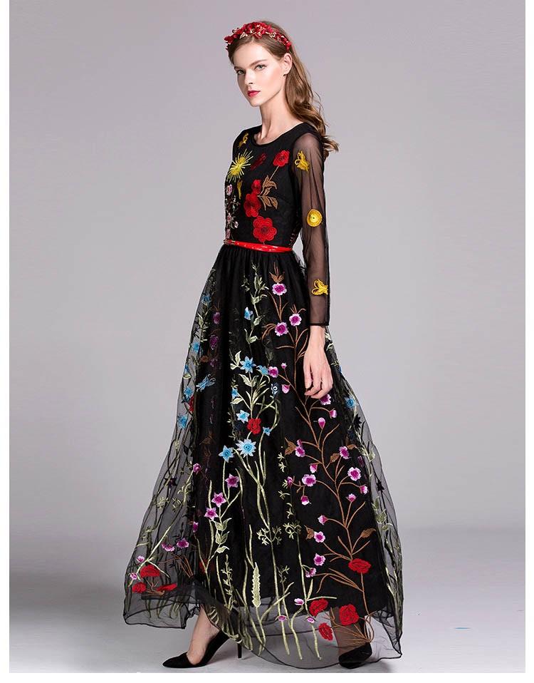 Embroidery Layered Floral Maxi Dresses Mssaz Desses