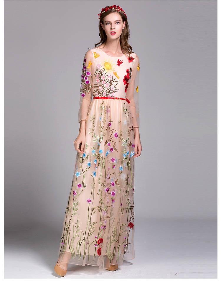 Embroidery Layered Floral Maxi Dresses Mssaz Desses