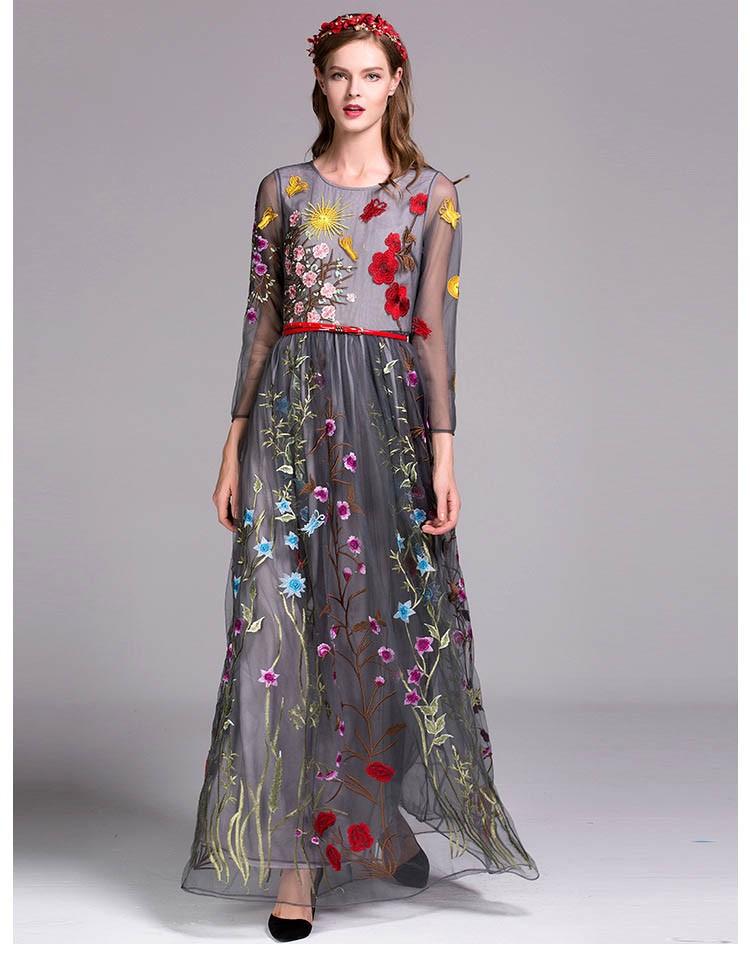 Embroidery Layered Floral Maxi Dresses Mssaz Desses