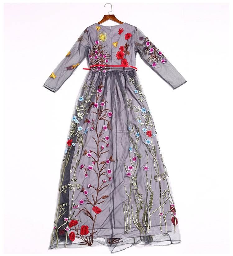 Embroidery Layered Floral Maxi Dresses Mssaz Desses
