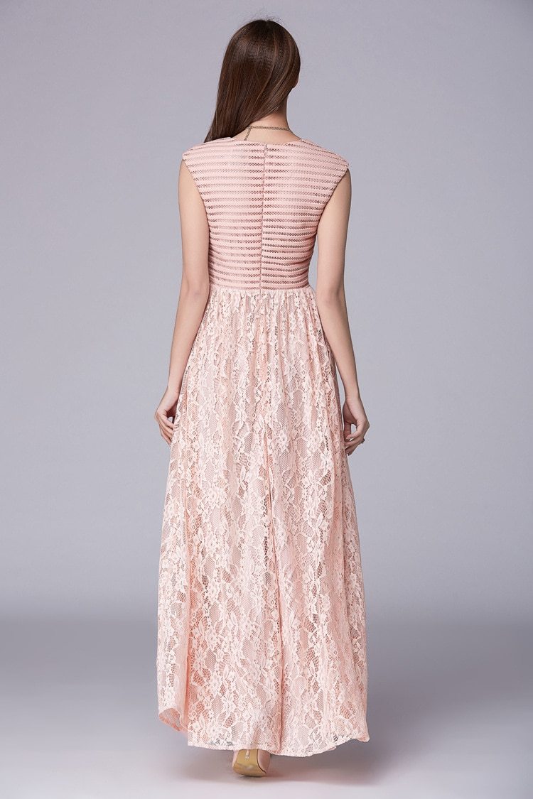 Lace Patchwork Elegant Party Prom Floor Length Runway Dresses Mssaz Desses