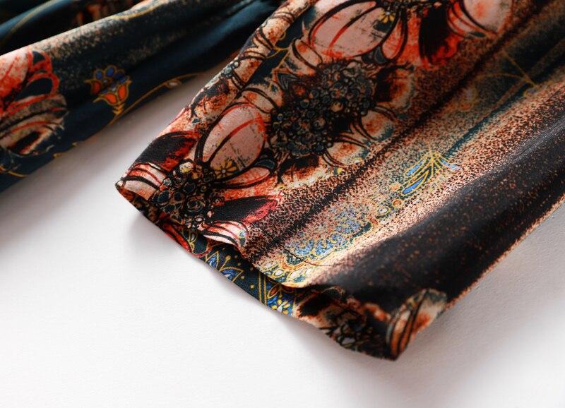 V Neck 3/4 Sleeves Printed Elastic Waist Elegant  Dresses Mssaz Desses