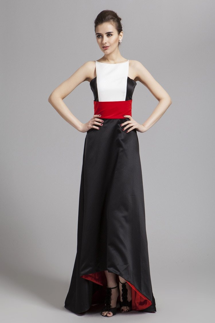 Runway Designer Dresses  Spaghetti Stripes Patchwork Color Block Hi-Low Party Prom Long Dresses Mssaz Desses