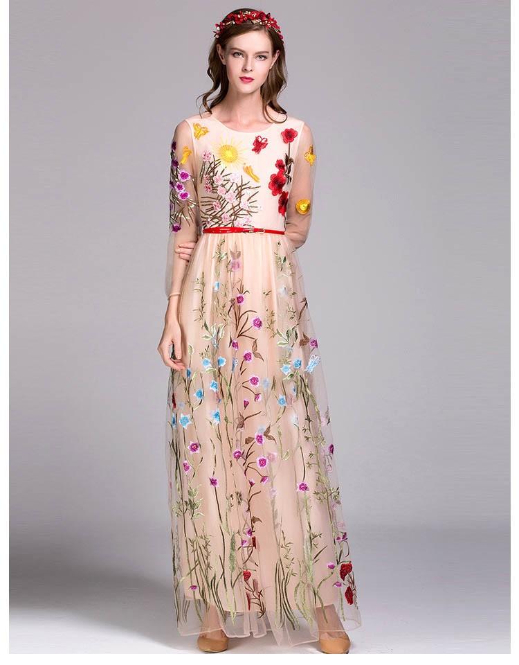 Embroidery Layered Floral Maxi Dresses Mssaz Desses