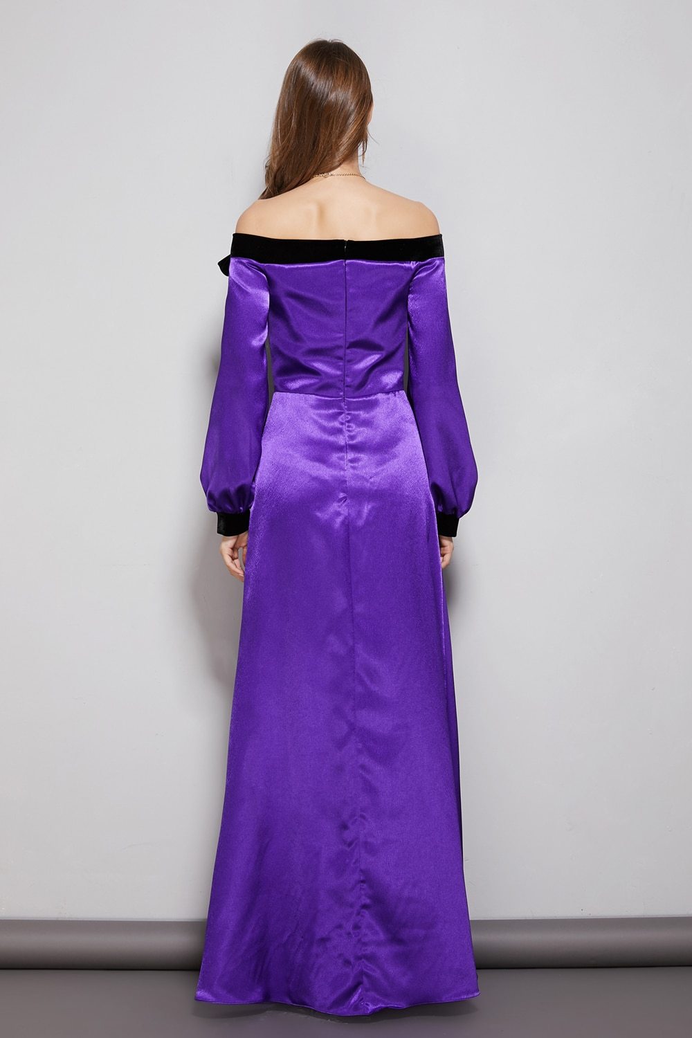 Party Prom Dresses Slash Neckline Long Sleeves Bow Detailing Elegant Maxi Designer Dresses Mssaz Desses